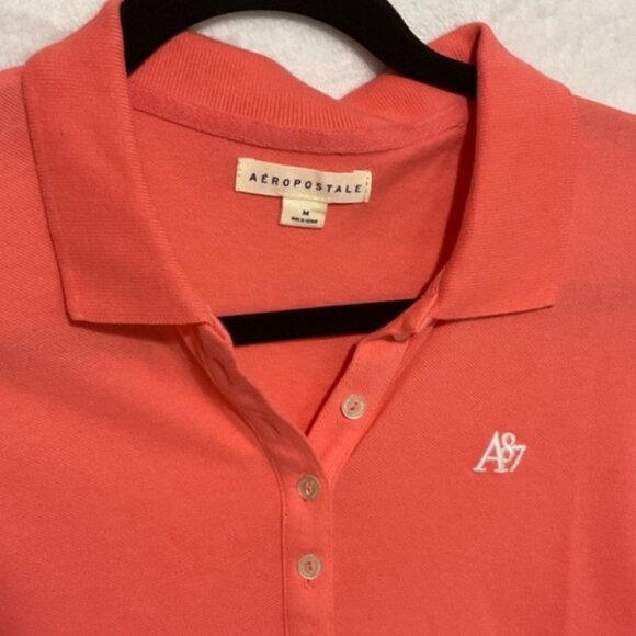 Aeropostale Women's Salmon Short Sleeve Polo Shirt Size Medium‎ - Picture 3 of 6